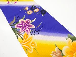 絽百合に芙蓉・撫子模様袋帯